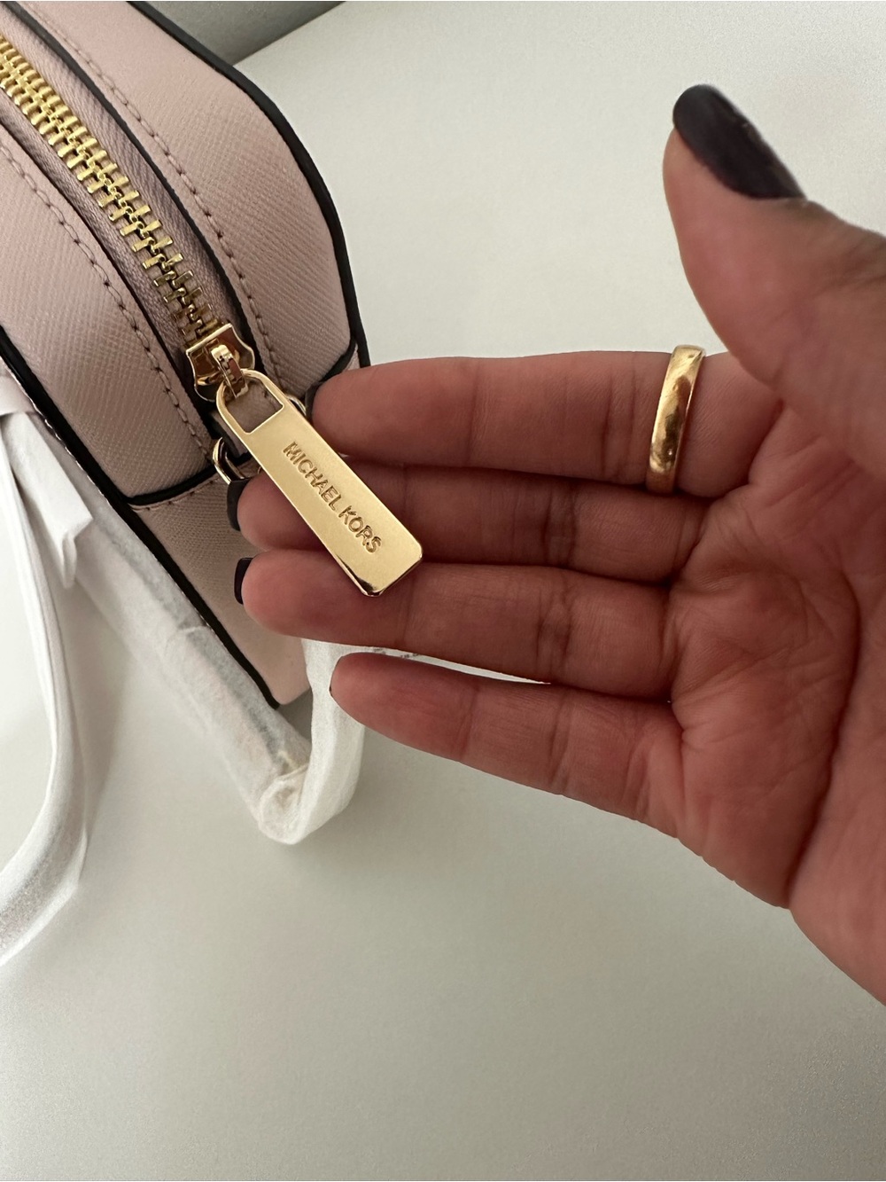 NWT Michael Kors Jet Set Large Powder Blush Saffiano Leather Crossbody - Picture 6 of 8